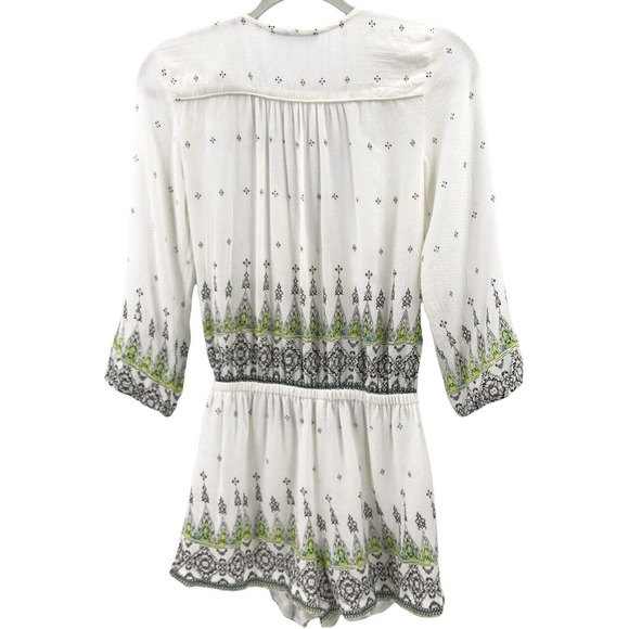 Gypsy 05 Global Village Womens Size XS Cross Front Romper Bohemian Printed - Picture 8 of 9